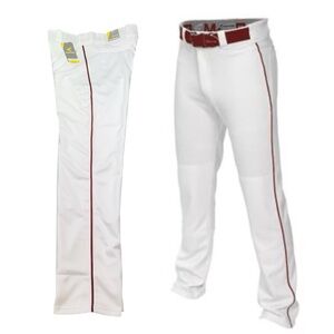 NWT Easton Mako 2 Piped Baseball Pants White Maroon Piping A167101 Mens XL